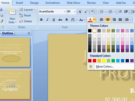 Com utilitzar el text com a fons a la diapositiva de PowerPoint 2007