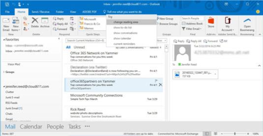 Η δυνατότητα "Πες μου" του Microsoft Outlook