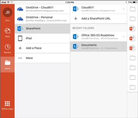 Dokumenty Office 365 Mobile v cloudu