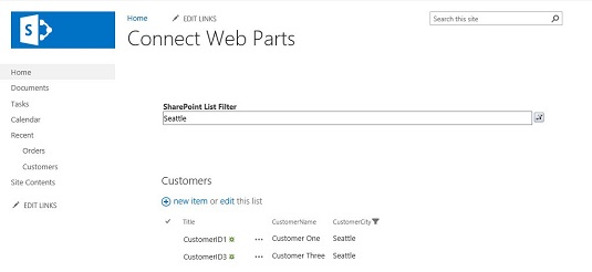 Kako povezati spletne dele v SharePoint 2016