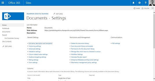 Slik får du tilgang til appinnstillinger i SharePoint 2016