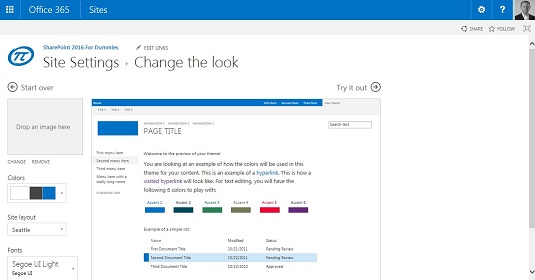 SharePoint-ryhmäsivuston ulkoasun muuttaminen