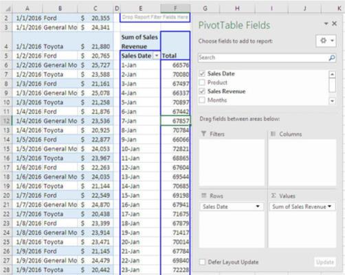 Tulojen summaus Excel-myyntiennusteessa