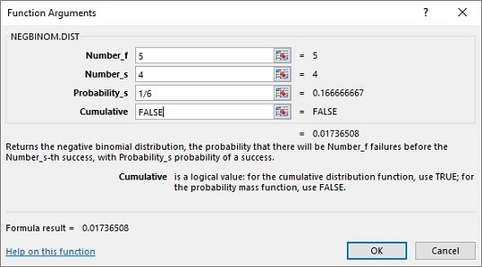 Excel-regnearkfunksjoner for binomialfordeling