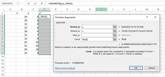 Excel-arrayfunksjon: VEKST for statistisk analyse