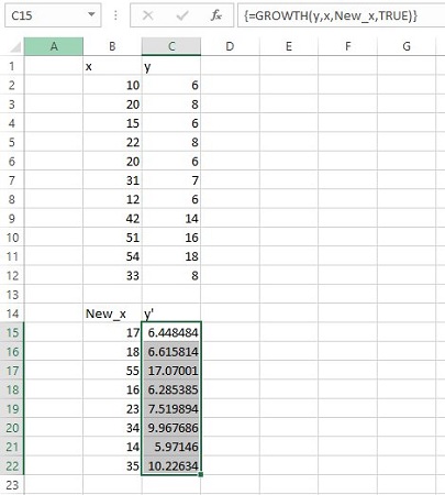 Excel-arrayfunksjon: VEKST for statistisk analyse