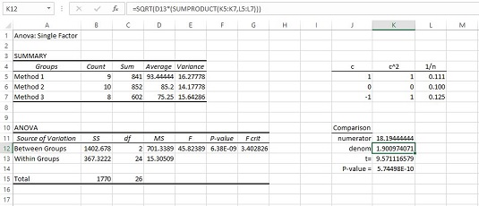 Τρόπος χρήσης της συνάρτησης SUMPRODUCT στο Excel για σύγκριση μέσων