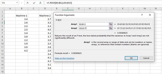 Как да използвате функцията F.TEST за статистически анализ с Excel