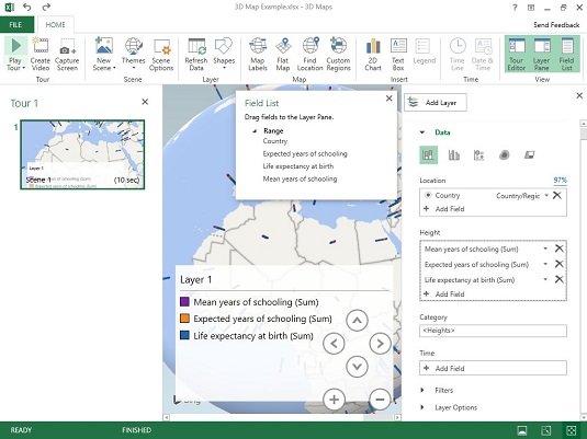 Kā lietot 3D kartes programmā Excel