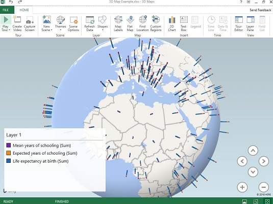 Kaip naudoti 3D žemėlapius programoje „Excel“.