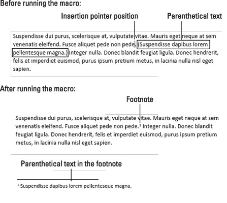 Slik plasserer du tekst i parentes i en Word 2016-fotnote