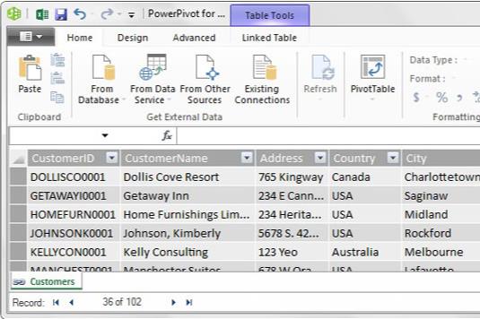 Pievienojiet Excel tabulas Power Pivot datu modelim