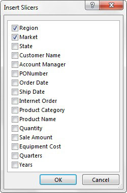 Hvordan lage en standard slicer i Power Pivot