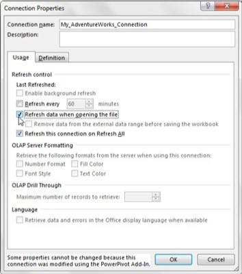 Actualitza i gestiona les connexions de dades externes de Power Pivot