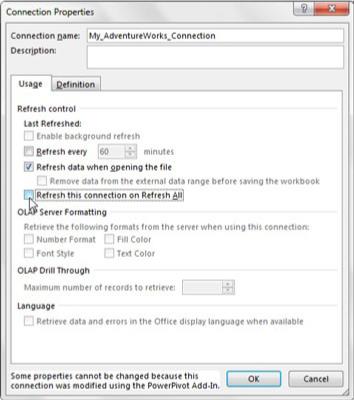 Osvežite in upravljajte zunanje podatkovne povezave Power Pivot