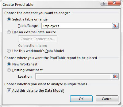 Alimenta directament el model de dades internes d'Excel