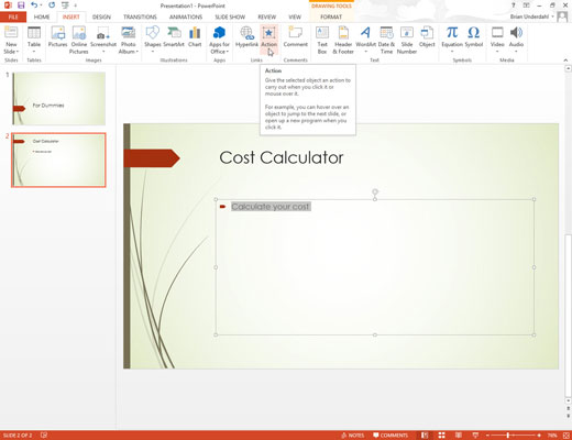 Kā palaist programmu, izmantojot hipersaiti programmā PowerPoint 2013