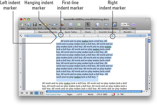 Kuidas määrata taandeid rakenduses Word 2008 for Mac