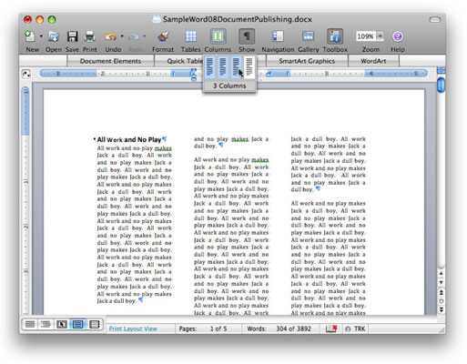 Kuidas luua Word 2008 for Mac veerge, loendeid ja tekstikaste