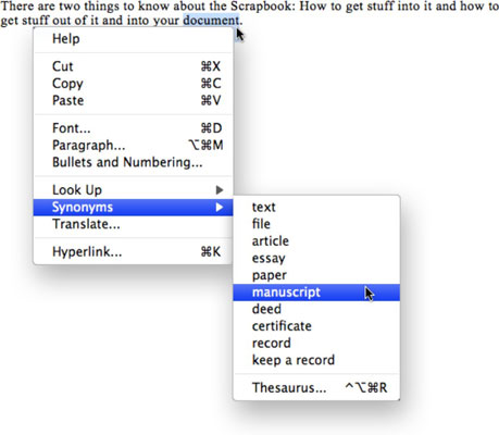 Kako uporabljati Word 2008 za Mac Thesaurus