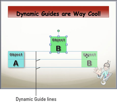 Ús de guies dinàmiques per alinear objectes de PowerPoint per a Mac