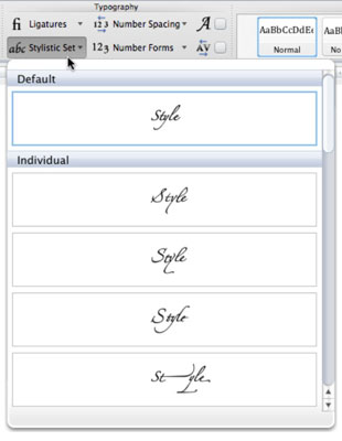 Tüpograafia sisselülitamine rakenduses Word 2011 for Mac