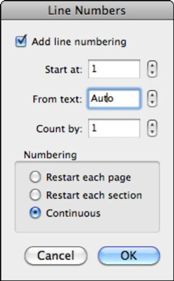 Numbriread automaatselt rakenduses Word 2011 for Mac