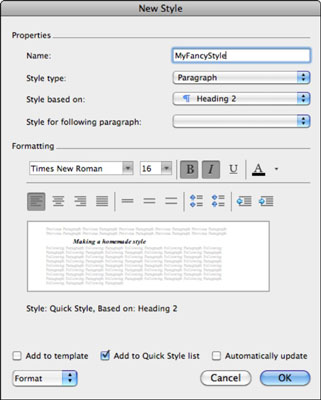 Creeu estils nous per a documents al Word 2011 per a Mac