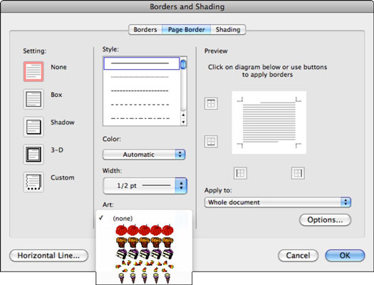 Lapas fona un apmaļu formatēšana programmā Word 2011 darbam ar Mac