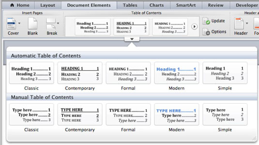 Word 2011 για Mac: Δημιουργία πίνακα περιεχομένων αυτόματα