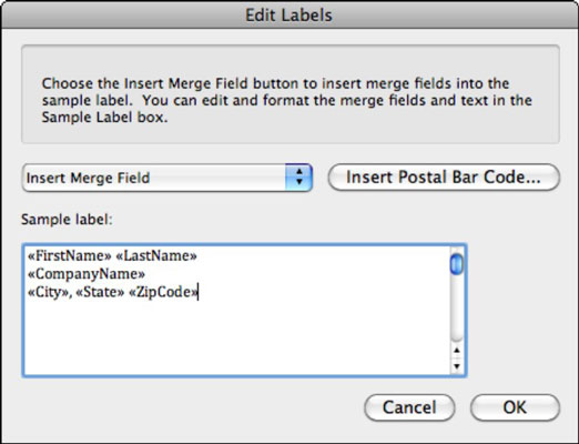 Word 2011 za Mac: izdelava nalepk z združevanjem iz Excela