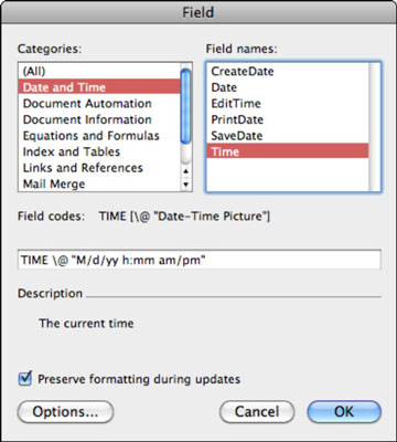 Word 2011 za Mac: dodajte polja v dokument