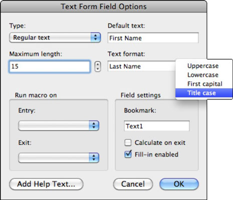 Word 2011 pro Mac: Vkládání textových vstupních polí formuláře do dokumentů