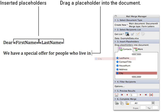 Word 2011 за Mac: Създаване на писма от формуляр за сливане на поща