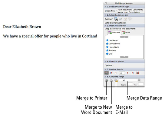 Word 2011 per a Mac: Creació de cartes de formulari per a una combinació de correspondència