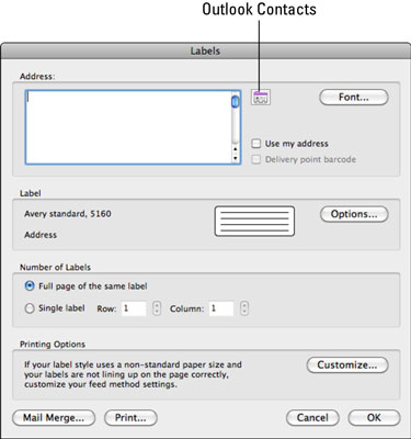 Word 2011 for Mac: Lage identiske etiketter for en utskriftsfletting