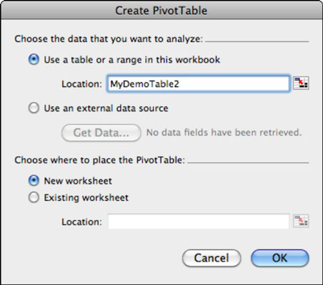 Kaip sukurti „PivotTable“ programoje „Excel“, skirta „Mac 2011“.