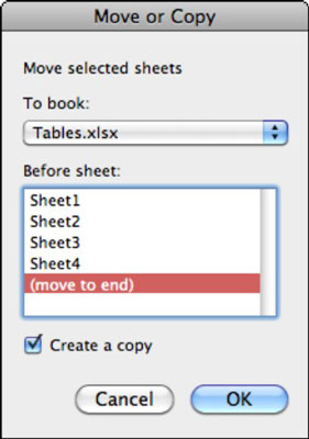 Siirrä ja kopioi kokonaisia ​​Excel-taulukoita Office 2011 for Macissa