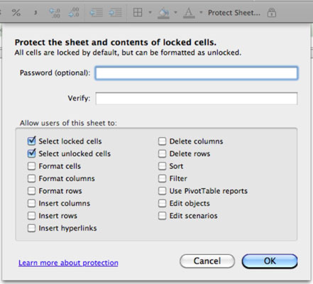 Védje meg az Excel-munkalapokat és zárolja a cellákat az Office 2011 for Mac alkalmazásban