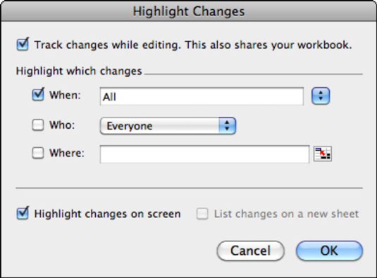 Excel 2011 për Mac: Gjurmo ndryshimet në një fletë pune