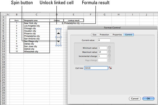 „Office 2011“, skirta „Mac“: „Excel“ formų sukimo mygtukų kūrimas