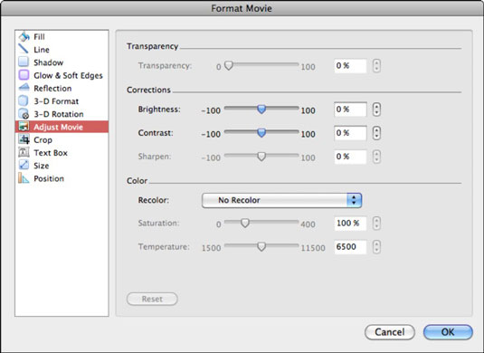 Állítsa be és stílusozza a filmeket a PowerPoint 2011 for Mac alkalmazásban