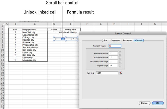 Office 2011 fyrir Mac: Búa til skrunstiku fyrir Excel eyðublöð