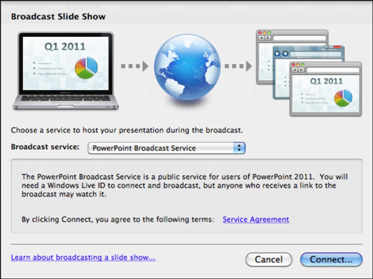 PowerPoint-bemutatók sugárzása az Office 2011 for Mac segítségével