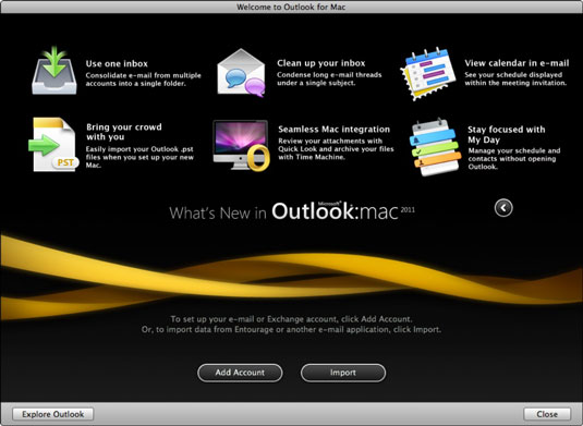 Перше відкриття Outlook в Office 2011 для Mac