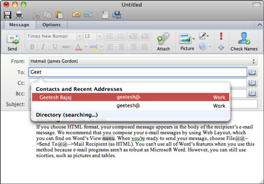 Office 2011 for Mac: Írjon e-mail üzeneteket az Outlookban