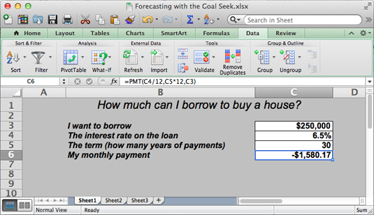 Előrejelzés a Microsoft Excel célkeresési parancsával