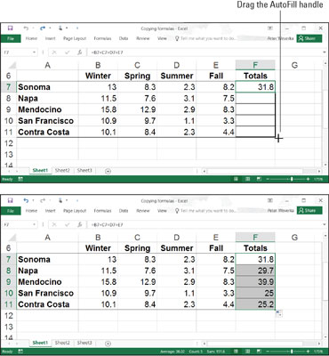 Kaip nukopijuoti formules iš langelio į langelį programoje „Excel 2016“.