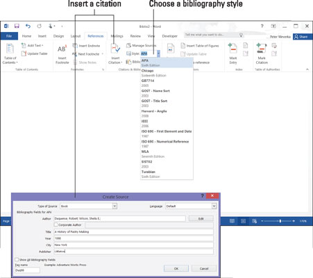 Kā sastādīt bibliogrāfiju programmā Word 2016