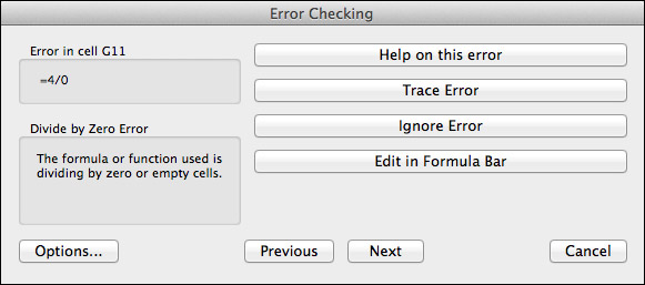 Hogyan lehet észlelni és kijavítani a hibákat az Excel képletekben a Mac számítógépen